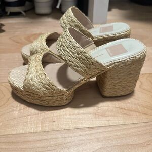 Women's Beige Woven Platform Sandals
